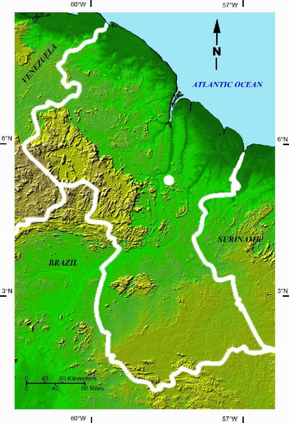 карта на сателитска мапа на Гвајана