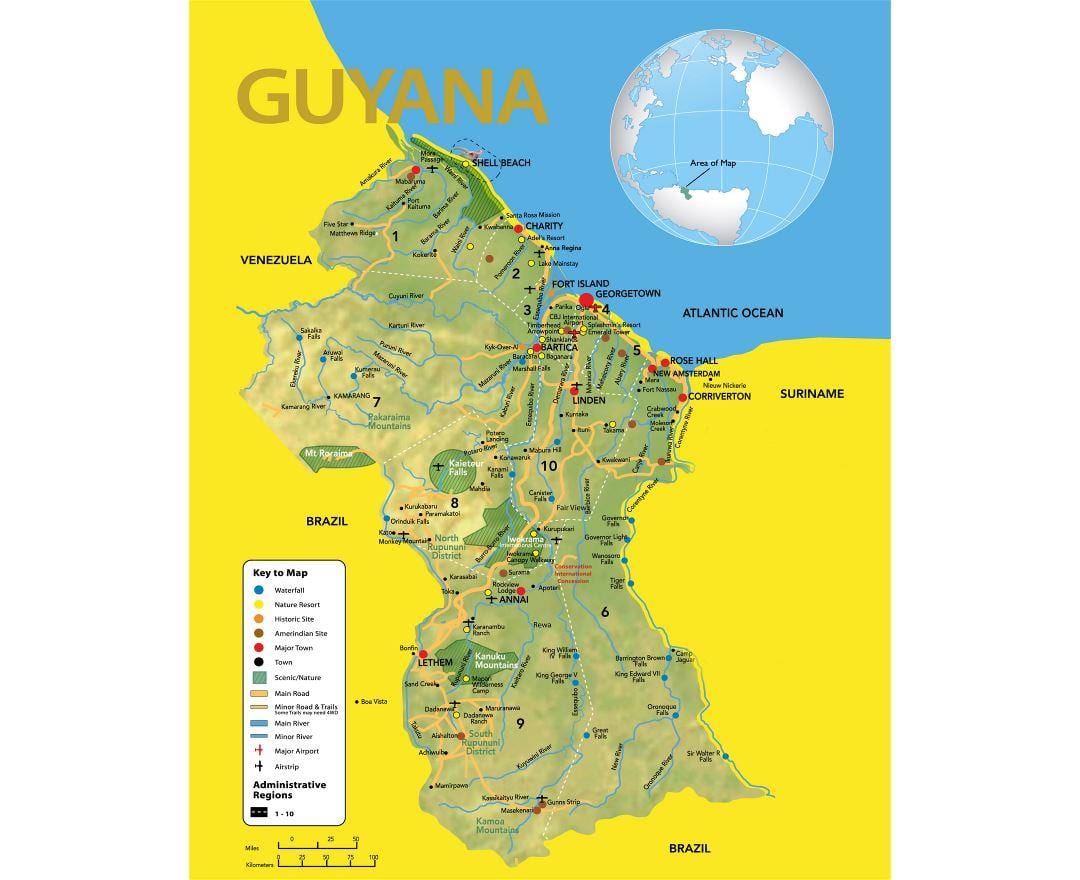 карта на Гвајана мапа на локација