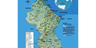 Мапа на мапата покажувајќи како amerindians дојде до Гвајана