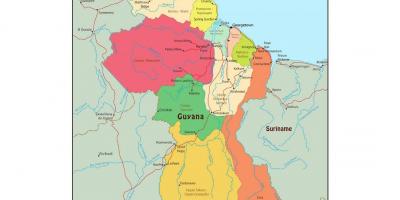 Карта на Гвајана прикажување на 10 административни региони